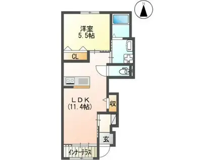 リオグランデ石崎 1番館(1LDK/1階)の間取り写真