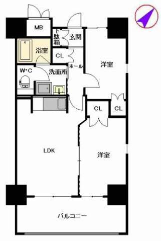 シャーメゾンステージ博多(2LDK/9階)の間取り写真