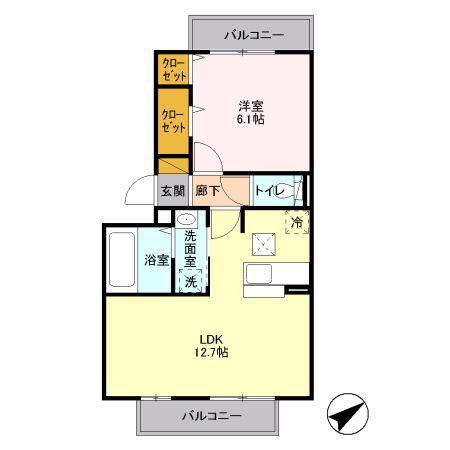 エスペランサ昭和(1LDK/1階)の間取り写真