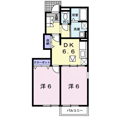 コンチェルト(2DK/1階)の間取り写真