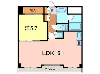 シャトーヨサミ(1LDK/3階)の間取り写真