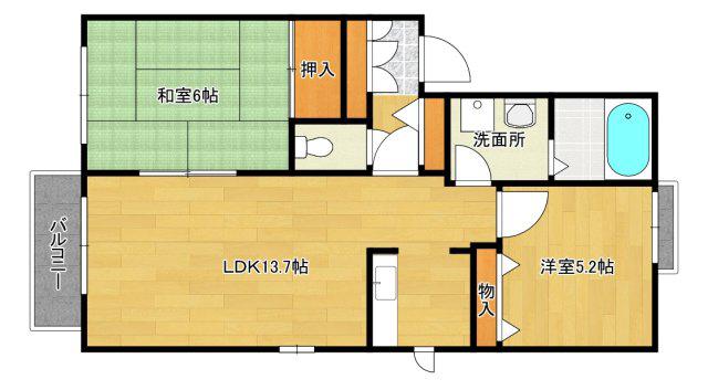 ディアスセレナK(2LDK/2階)の間取り写真