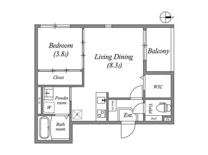 ハーモニーテラス勧修寺平田町II(1LDK/3階)の間取り写真