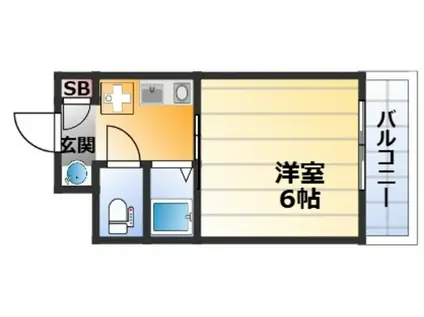 コスモハイツ三国(1K/2階)の間取り写真