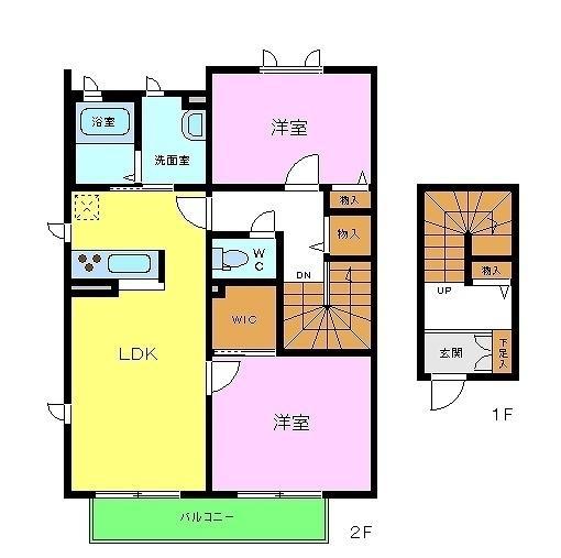 シャーメゾン柏木(2LDK/2階)の間取り写真