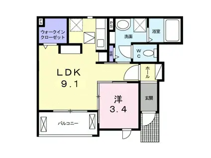 KAORUA(1LDK/1階)の間取り写真