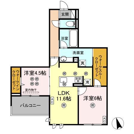 グランシャリオ(2LDK/3階)の間取り写真