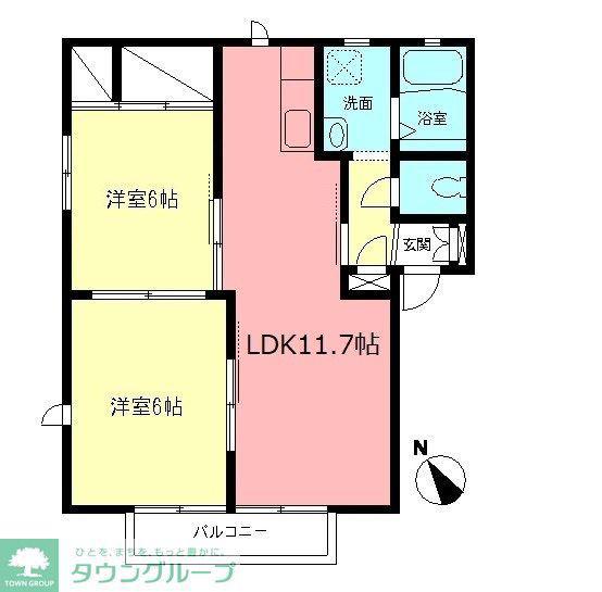 ルミエール蛍田B(2LDK/2階)の間取り写真
