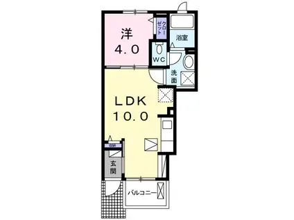 アドラブール(1LDK/1階)の間取り写真