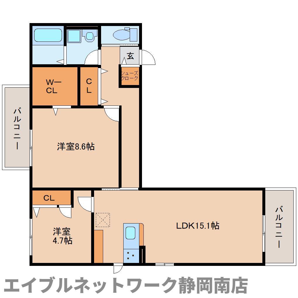 KOMOREBI GARDEN中田本町B(2LDK/1階)の間取り写真