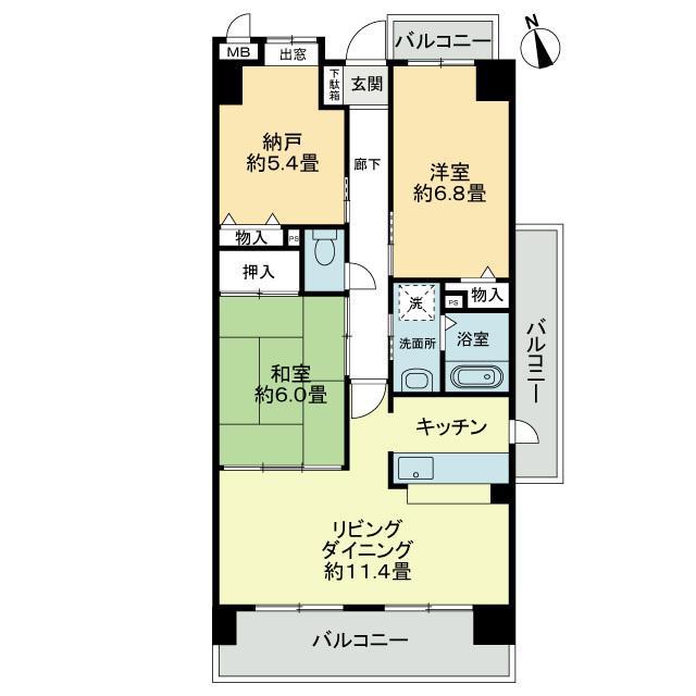 スカールITO(3LDK/5階)の間取り写真