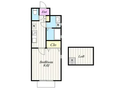 レーベンハイム21 G棟(1K/2階)の間取り写真