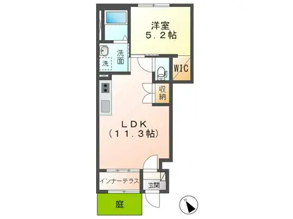 レジデンス乙ヶ渕(1LDK/1階)の間取り写真