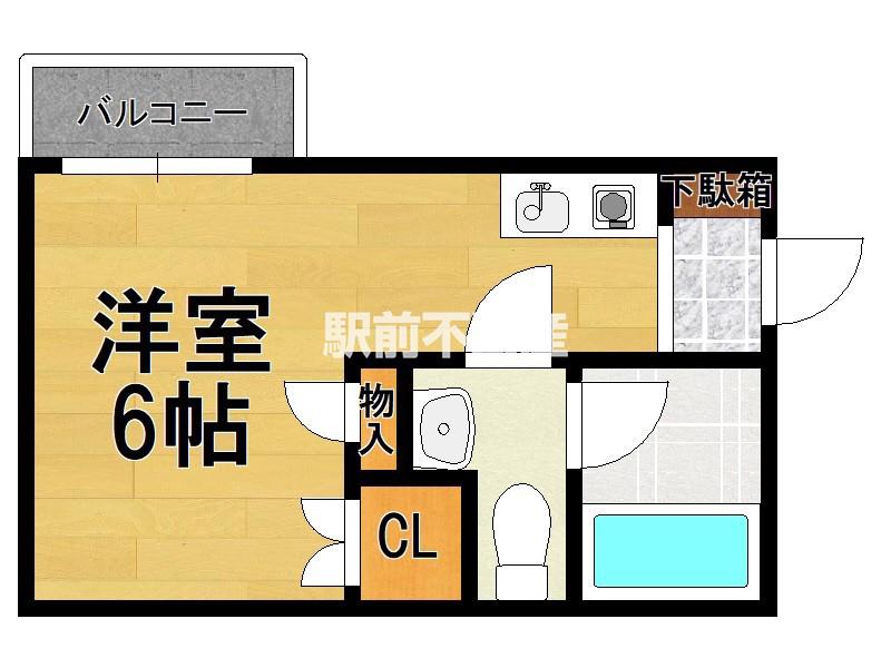 ベルヴィ(1K/1階)の間取り写真