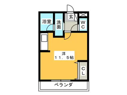スカイヒルズ I(ワンルーム/3階)の間取り写真