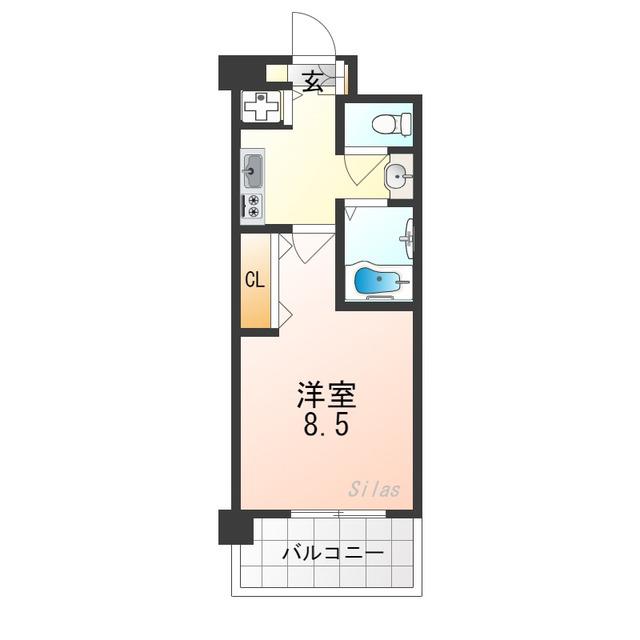 CASAGRAN洛西(1K/5階)の間取り写真