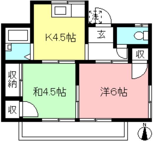 箕輪様アパート(2K/2階)の間取り写真