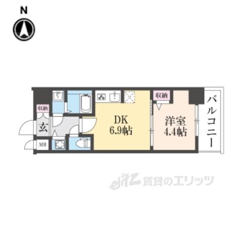 CRESTTAPP京都太秦天神川DEX1(1DK/5階)の間取り写真