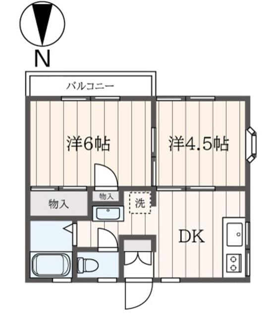 パークハイム(2DK/2階)の間取り写真