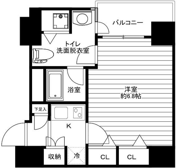 パレステュディオ日本橋東壱番館(1K/8階)の間取り写真
