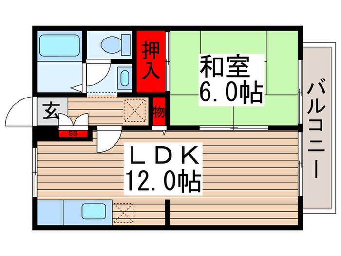 ビ-ラインA(1LDK/1階)の間取り写真