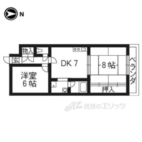 第2ニューシャトー長岡(2DK/2階)の間取り写真