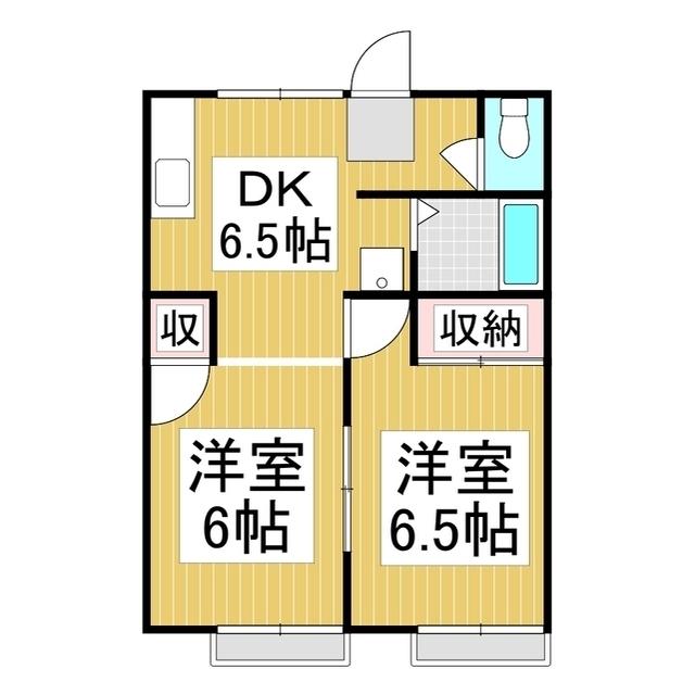 シティ若宮(2DK/1階)の間取り写真