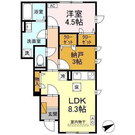 ウエストシティヒルズ(1LDK/1階)の間取り写真