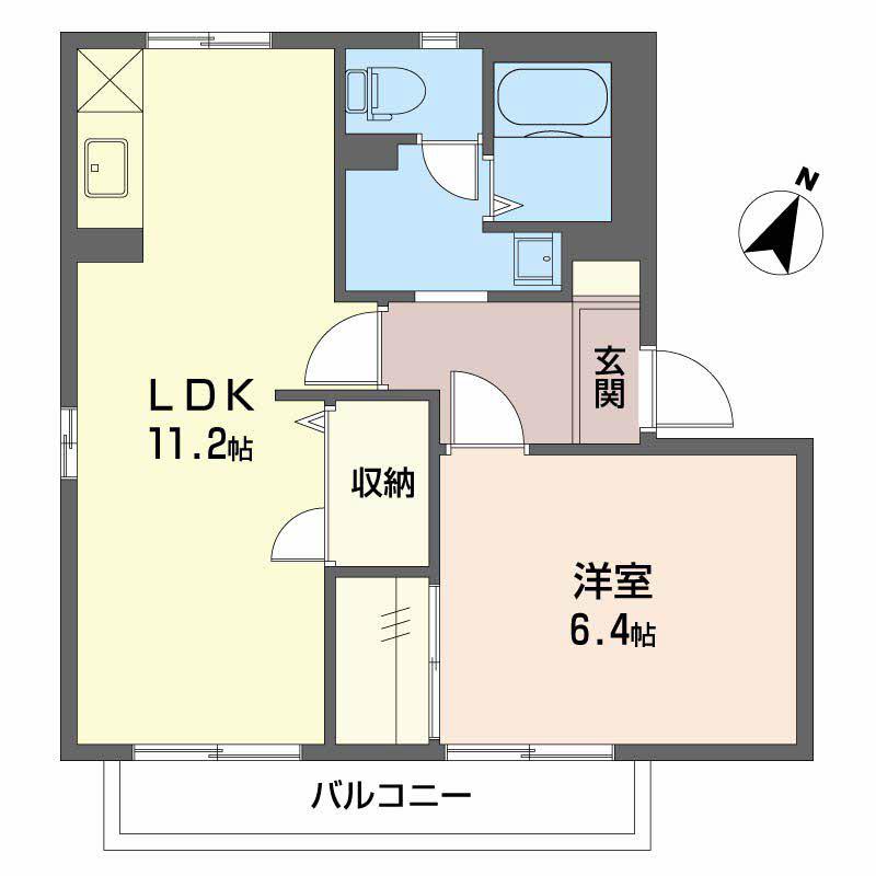 ガーデンスクエア(1LDK/1階)の間取り写真