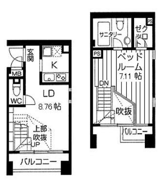 ネット伏見町(1LDK/4階)の間取り写真
