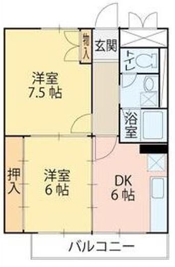リエス上杉一丁目(2DK/4階)の間取り写真