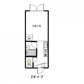 シャトルアイB棟(1K/2階)の間取り写真