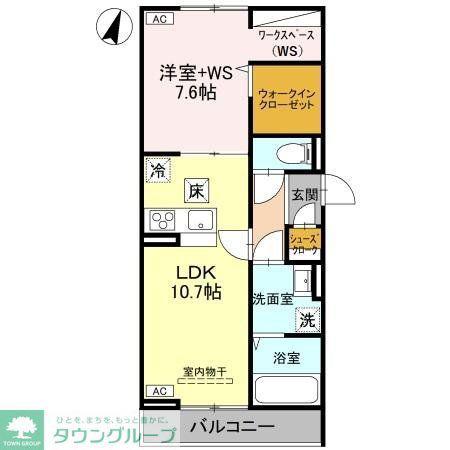 アドラブール A棟(1LDK/2階)の間取り写真