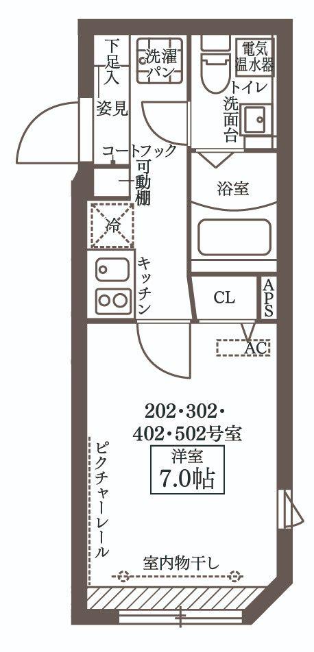 COCOCUBE南大塚(1K/3階)の間取り写真