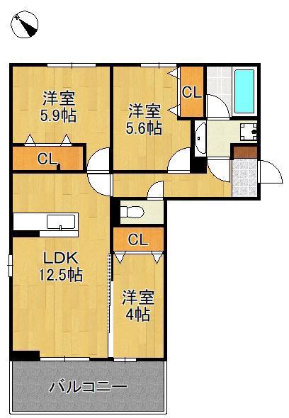 アークパルシモン(3LDK/2階)の間取り写真