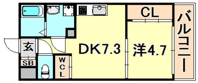 KTIレジデンス月見山II(1DK/1階)の間取り写真