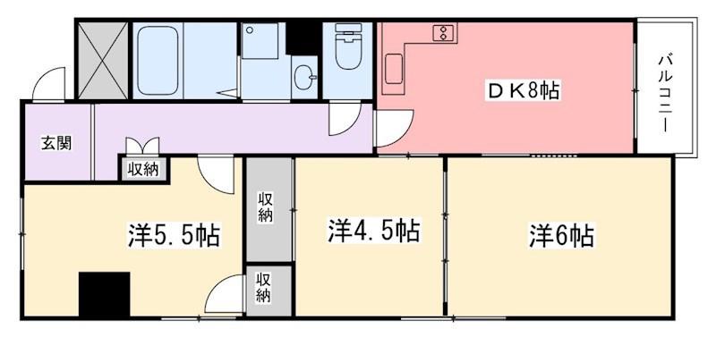 野里寺町中村コーポ(3DK/5階)の間取り写真