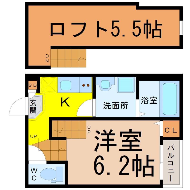 ハーモニーテラス社台(1K/1階)の間取り写真