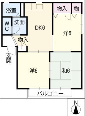 クレール AT(3DK/1階)の間取り写真