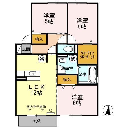 ラフィネ B(3LDK/2階)の間取り写真