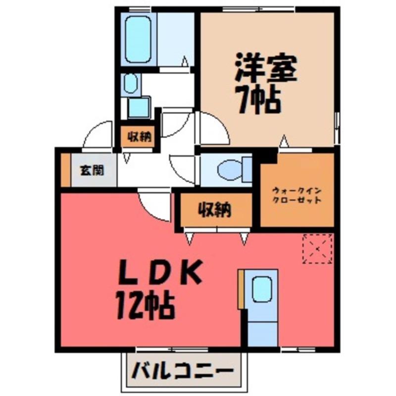 リビングタウン古河A(1LDK/2階)の間取り写真