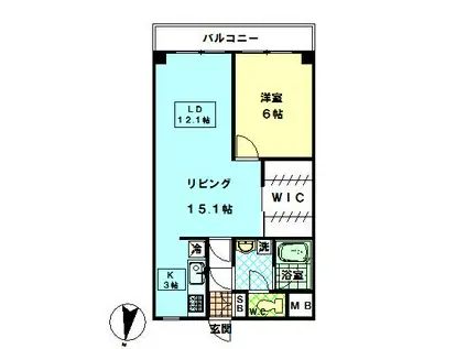 モンシャトー水橋(1LDK/1階)の間取り写真