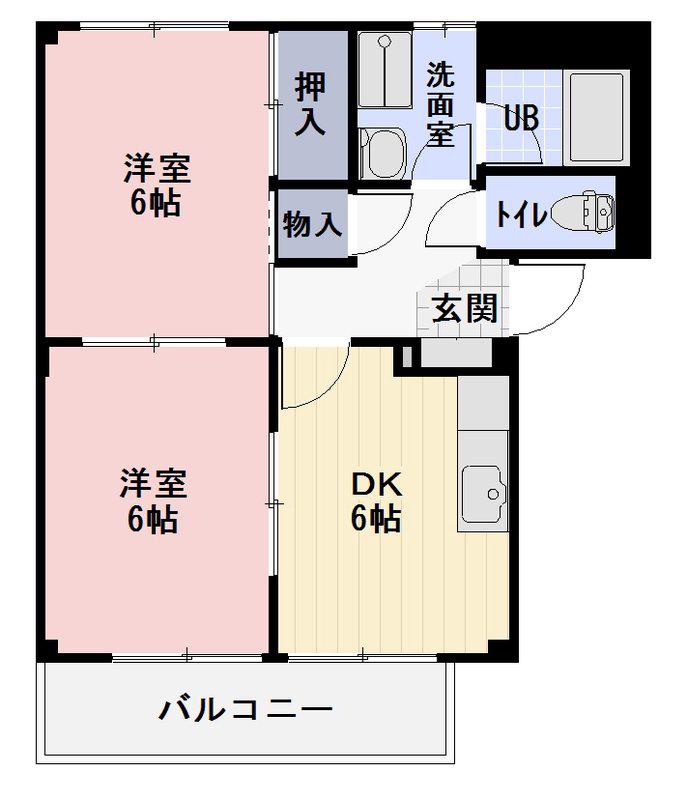 SURPLUS TWOローデアコートA(2DK/1階)の間取り写真