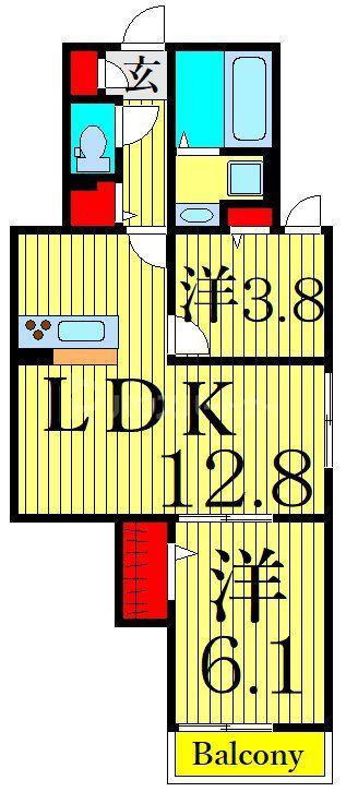 ルリアン北小岩II(2LDK/2階)の間取り写真