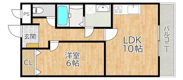 グランコスモ交野(1LDK/1階)の間取り写真