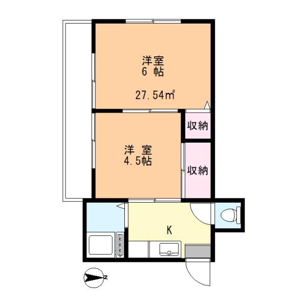 久住荘(2K/2階)の間取り写真