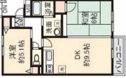 US-1住吉東(2DK/3階)の間取り写真