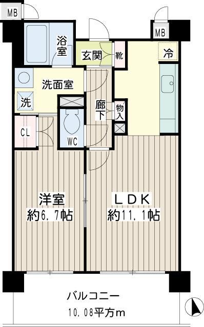 ハートレィ大師(1LDK/6階)の間取り写真