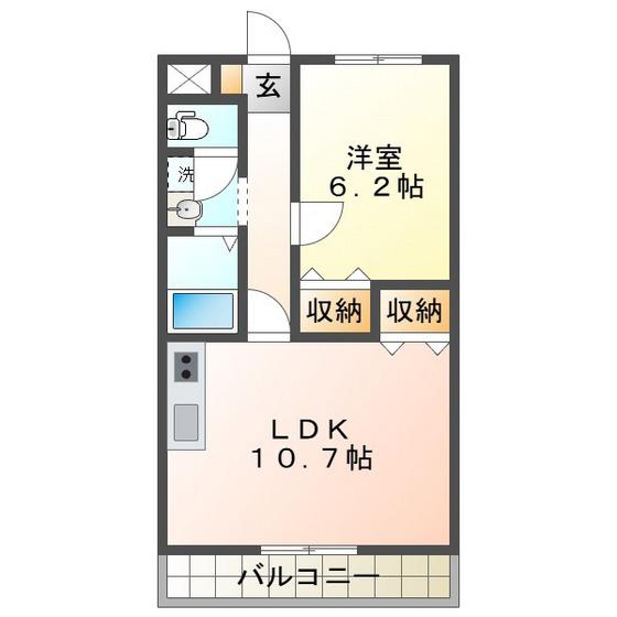 コート津新町(1LDK/4階)の間取り写真