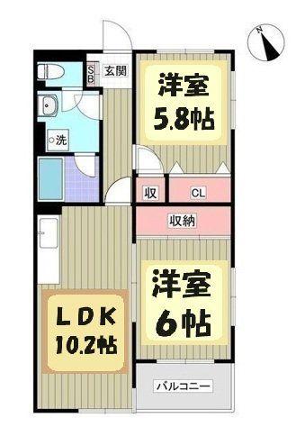PURE GOLD(2LDK/4階)の間取り写真